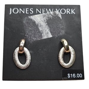 Jones New York Gold and Silver Crystal Hoop Earrings